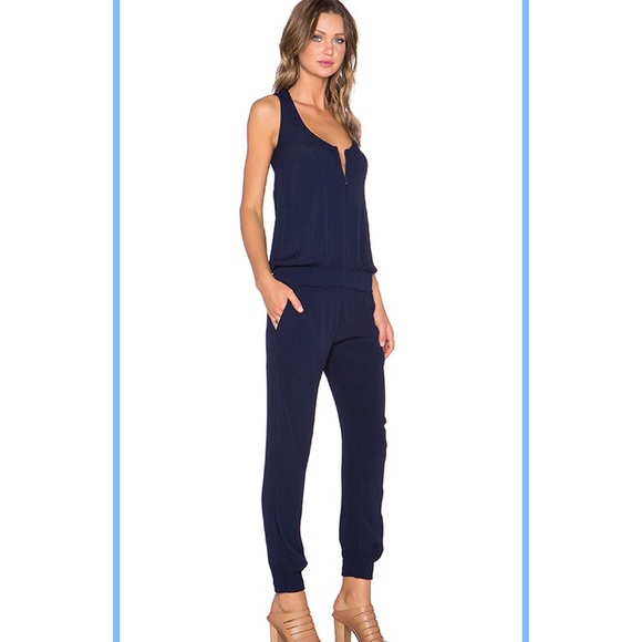 Monrow Crepe Jumpsuit - Navy - Picture 2 of 3